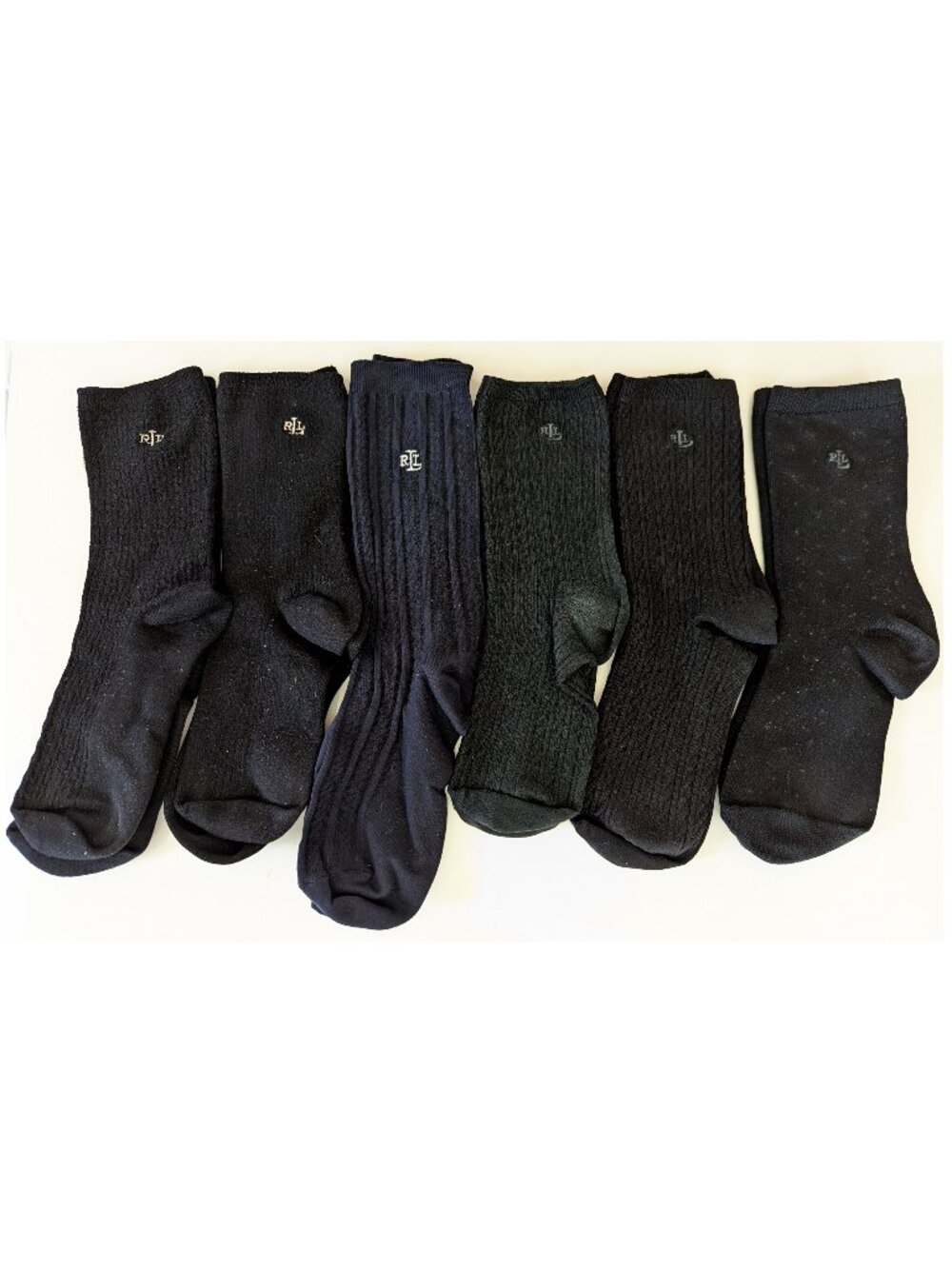 Ralph Lauren SIX PAIRS Women’s Dress Socks 5 Black/1 Navy 9-11
